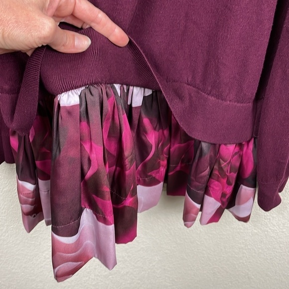 Ted Baker Brianca Porcelain Rose Layered Look Sweater Purple Peplum Sz 4 - Picture 6 of 13